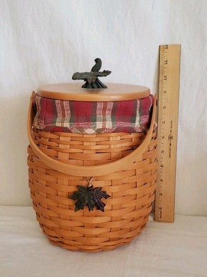 Longaberger 2000 Century October Fields Basket with Lid Liner Protector & Tie On