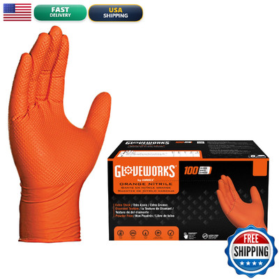 Gloveworks Hd Orange Nitrile Industrial Disposable Gloves 8 Mil Latex-Free