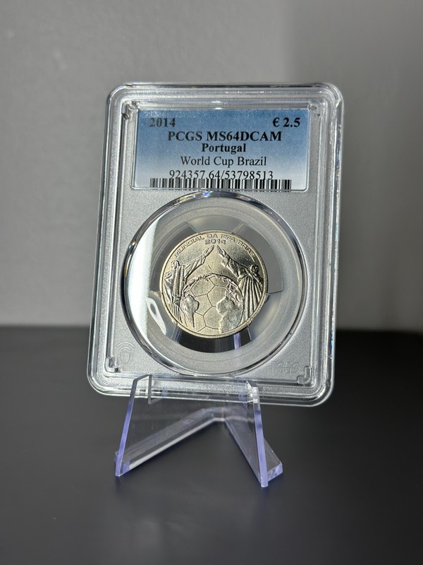 2014 Portugal 2.5 Euros KM#840 FIFA World Cup Brazil PCGS MS64 DCAM