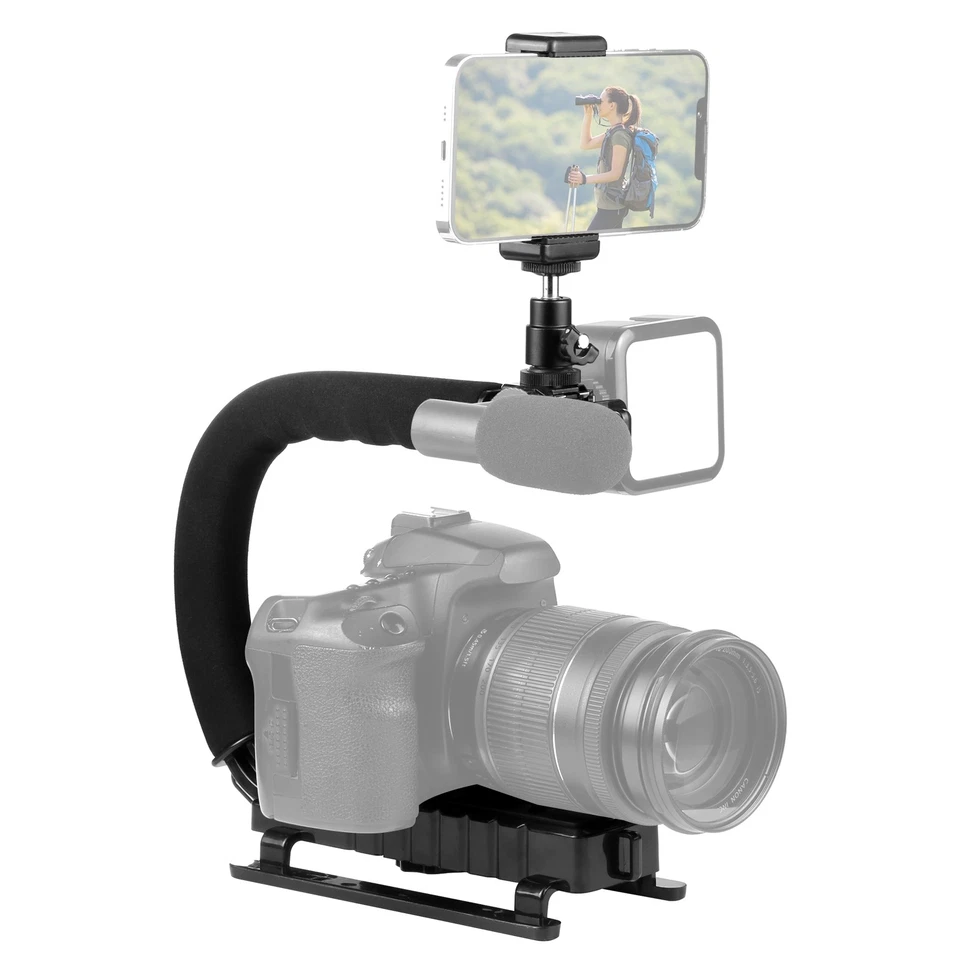 PULUZ C-Shape 3-Head Cold Shoes Handheld Bracket Stabilizer for SLR & DV Camera - Image 2 of 4