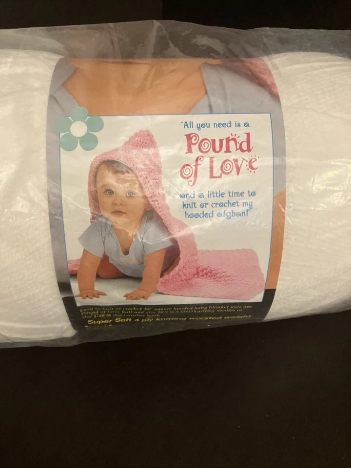 Пряжа марки Lion Pound of Love однотонная белая 16 унций 1020 ярдов 100 средний 4 акрила - Изображение 3 из 4