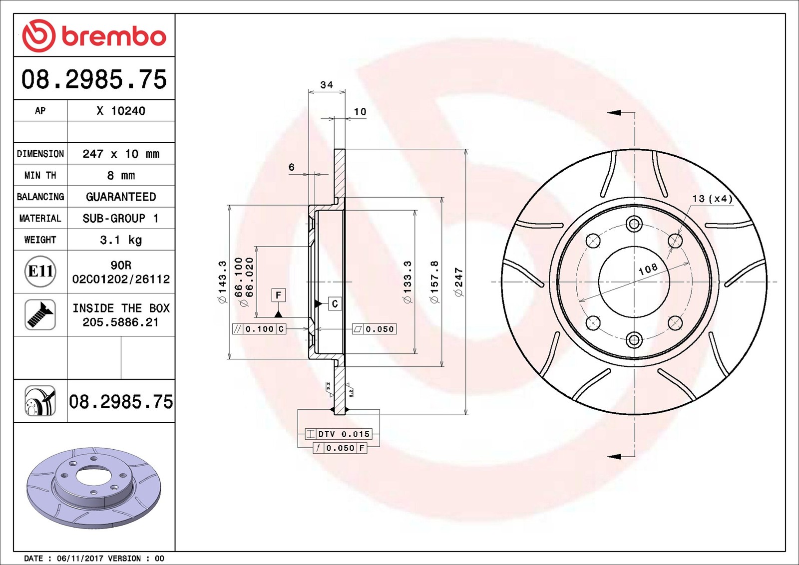 2x BRAKE DISC 08.2985.75 FOR PEUGEOT 205/Mk/II/�/Convertible/Hatchback/Van 1.4L - Image 11