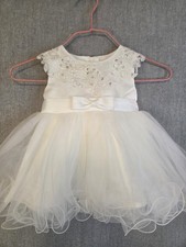 Girls Christening Baptism Wedding Dress Infant 6 Months Tulle Princess Bow White