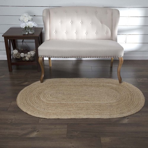 Accent Rug Natural Jute Farmhouse 36x60 No Slip Pad Braided Floor Mat VHC Brands - Picture 11 of 12