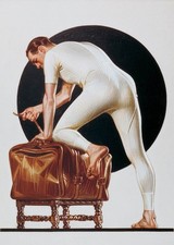 J.C. Leyendecker: Hombre en una maleta: impresión artística ilustración vintage