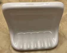 Vtg Off-White Classic Porcelain Soap Dish Wall-Mount Shower Tub Mexico 1010 TL