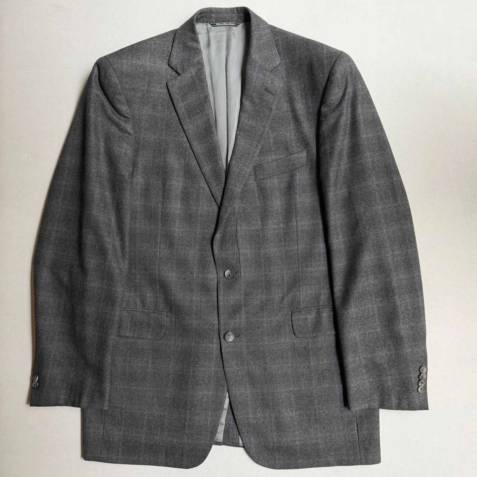 Jack Victor Sport Coat Blazer Jacket Mens 42L Gray Windowpane Super 120s Wool