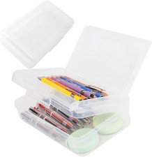 Pencil Case, Double Layer Large Capacity Plastic Pencil Box, Clear Crayon Box,