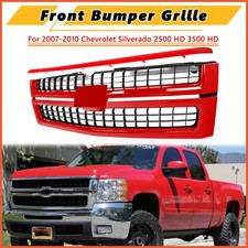 Front Grille Victory Red W Hood Molding For 2007-2010 Silverado 2500 Hd 3500 Hd