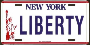 NEW YORK LIBERTY METAL LICENSE PLATE AUTO TAG #452-00