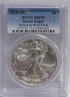 2015-(W) $1 American Silver Eagle PCGS MS70 Struck At West Point