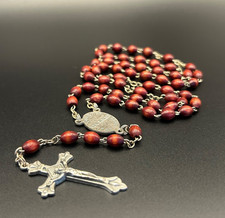 Italian Lourdes Rosary 150th Anniversary 1858–2008 Vintage Wood Beads Crucifix