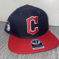 Cleveland Guardians Indians Navy Blue Red 47 Brand Captain Snapback Hat New Logo