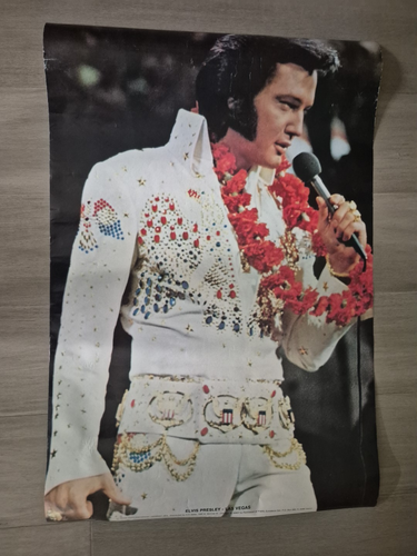 Vintage Elvis Presley Poster 1976 Las Vegas Rhinestone Jumpsuit Original 23x35" - 第 1/7 張圖片