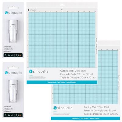 2 Silhouette Cameo 4 Autoblades & 2 - 12'' x 12'' Cutting Mat Combo Pack