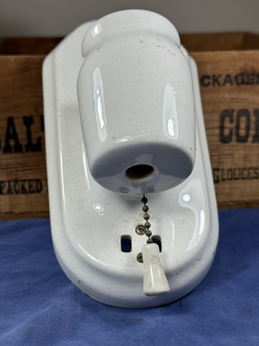 Vintage Porcelain Sconce Light Fixture for Restoration, Working Pull Chain - Picture 2 of 8