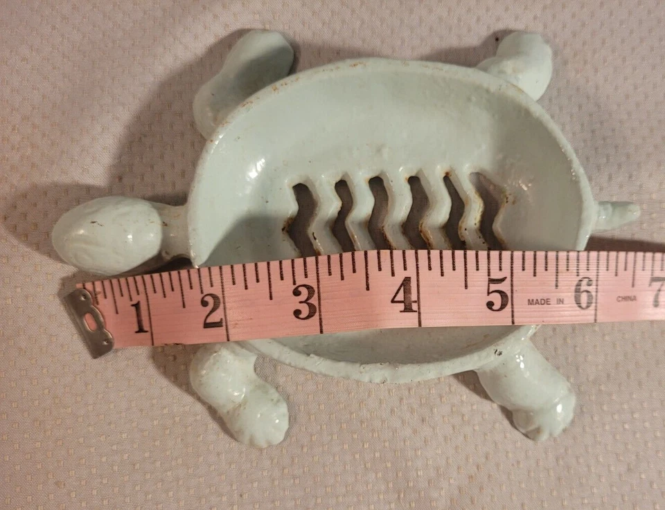 Jabonera tortuga de hierro fundido esmalte verde vintage Foto 4 de 4