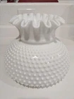 VINTAGE WHITE HOBNAIL MILK GLASS SHADE LAMP TOP