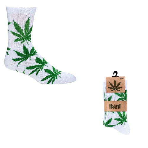 2 Paar Crew Socks "Hanf" Socken Hanfblatt Motiv Herren Damen Strümpfe grün weiss - Bild 3 von 10