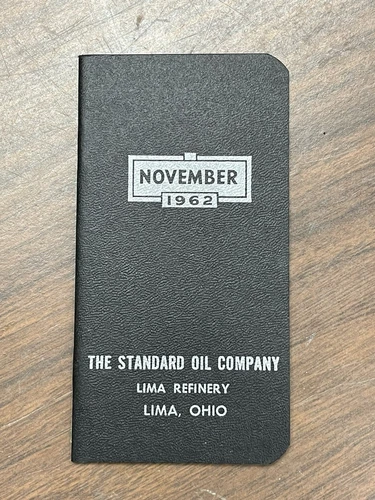 The Standard Oil Company Vintage Pocket Notebook Calendar November 1962, Lima OH