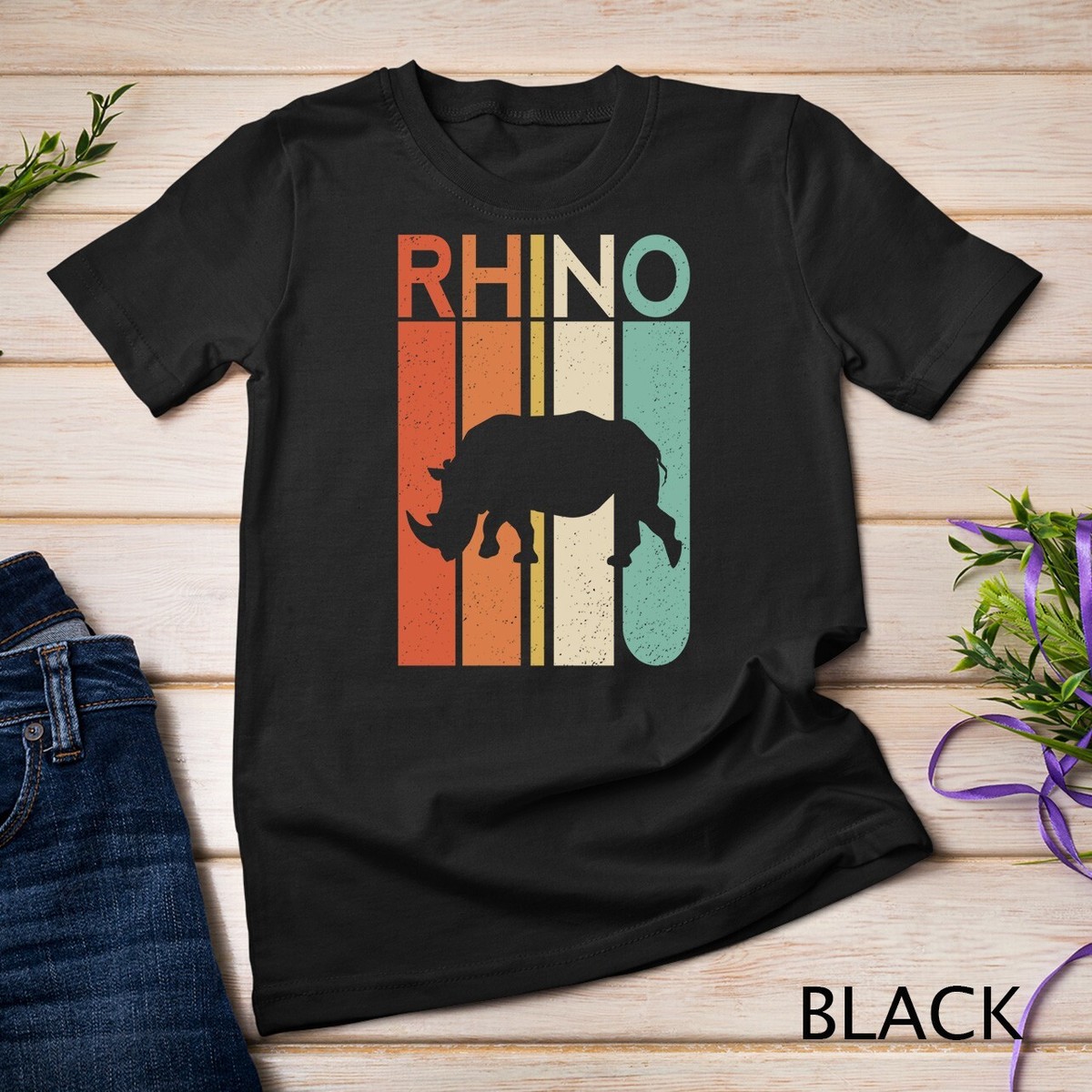 アニマルプリント半袖T(rhino) Rhino Rhinoceros Retro Vintage WIld Animal Kids Men Women