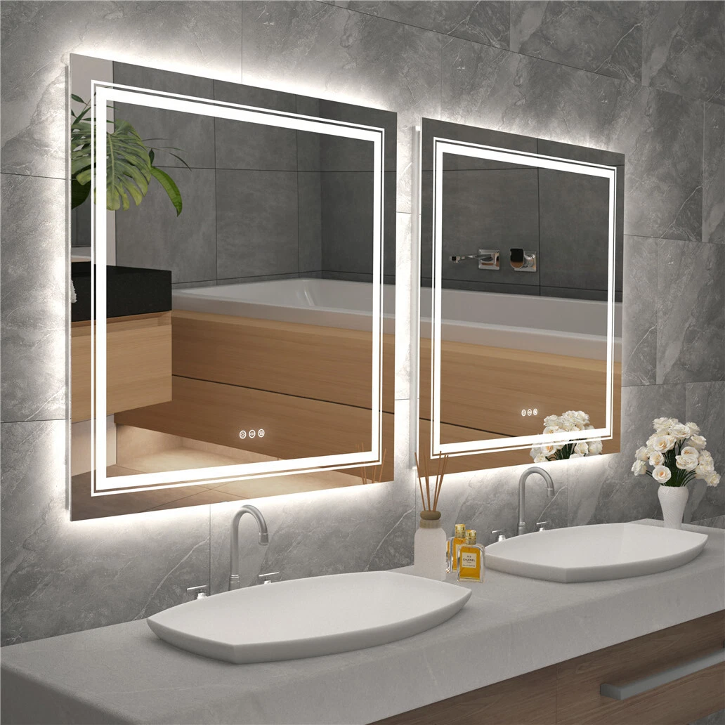 Backlit bathroom vanity mirror outlet