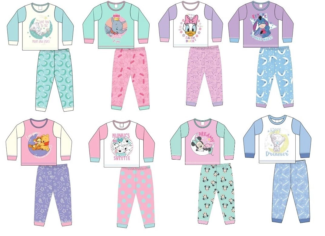 Baby Girls Disney Character Infants Pjs Pyjamas Sleepwear Night Suit Jimjams Set