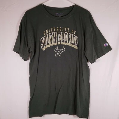 University Of South Florida Bulls Mens Large Green Short Sleeve Champion T Shirt - Image 1 of 4
