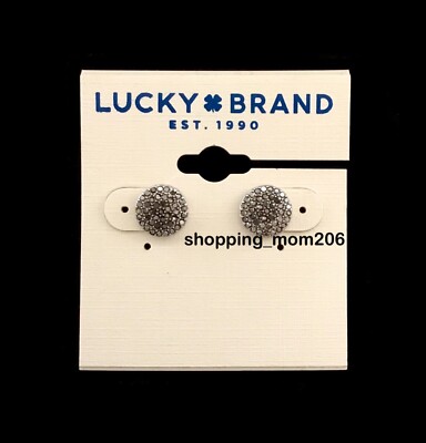 Lucky Brand Silver Tone w/Hematite Cut Crystals Stud Earrings
