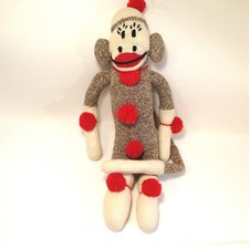 Vintage Handmade Adorable Sock Monkey 19" Tall Plush Toy Collectable