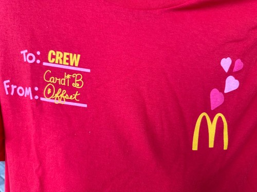 McDonald's Cardi B & Offset 2023 Valentine's Day Red T Shirt Size XL New - Picture 5 of 5