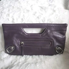  Leather Purple Clutch Purse/  Envelope Style Clutch / ILI NY, Toronto NWOT