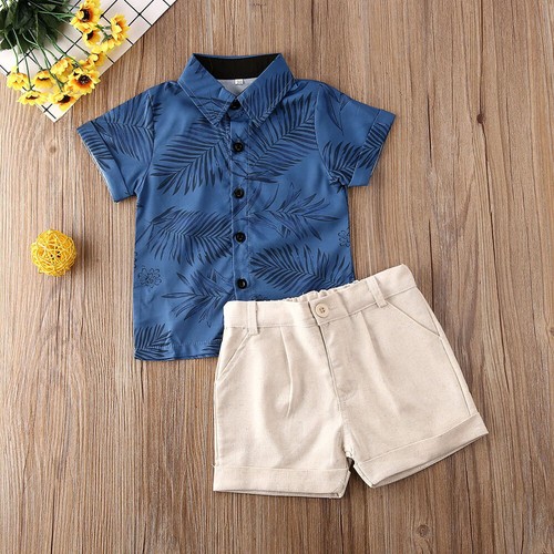 Toddler Baby Girls Boys Clothes Gentleman Button Tops Short Pants Outfits Set - Picture 6 of 7