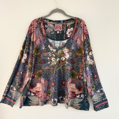 Johnny Was Aran Womens Floral Bamboo Top Size Sz XXL Shirt Flower Artsy Indie