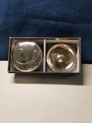 WATERFORD by MICHAEL ARAM SILVER METAL FELT LINED ROUND TRINKET BOX &Ring holder