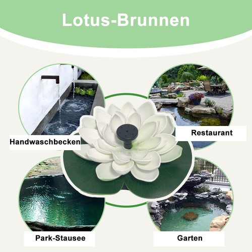 Solarpumpe Springbrunnen Lotus Solar Brunnen Garten DC7V Teichpumpe Wasserspiel - Bild 16 von 24