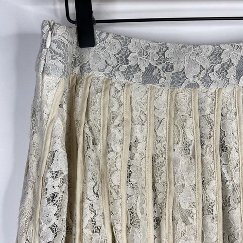 Sundance Catalog Skirt Size 8 Womens Ivory Floral Lace Pleated Adoria Festival - Picture 5 of 8