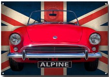 GROSSES A3 GR&Ouml;SSE SUNBEAM ALPINE EMAILLIERTES BLECHSCHILD, KLASSIKER 1962 SERIE 2.