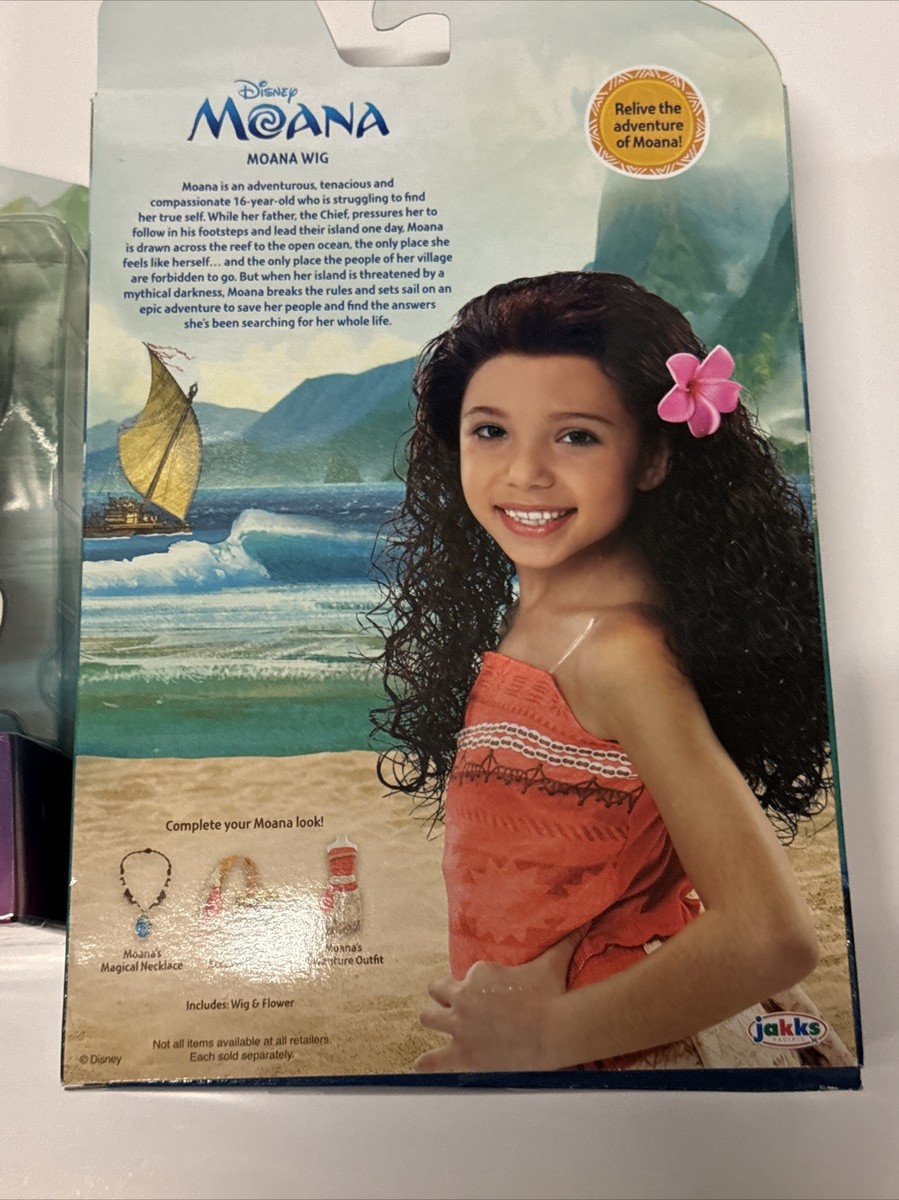 Moana Wig With Plumeria Flower Dress Up Costume Pretend New