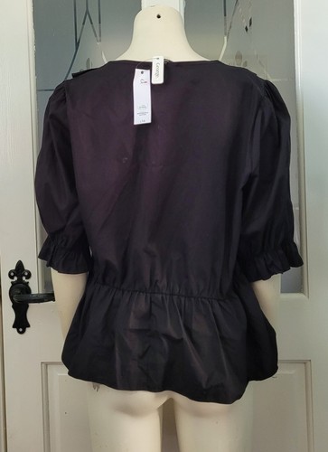 BNWT George Black Cotton Frilled Wrap Over Top Size 18 - Picture 4 of 5