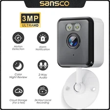 Wireless Home Security Camera 3MP WiFi Indoor Surveillance Night Vision Audio