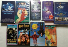 9 VHS Halloween Children Casper Fairy Tale Neverending Aladdin Lion Witch Potter