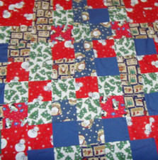 44x40" Patchwork Christmas Quilt Holiday Snowman Santa Penguin Charm decoration