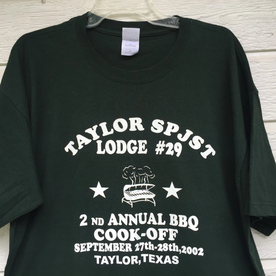 Lote de 2 camisetas BBQ Cook Off Taylor SPJST Lodge #29 camufladas 2º 2002 7º 2007 grandes XL Foto 3 de 4