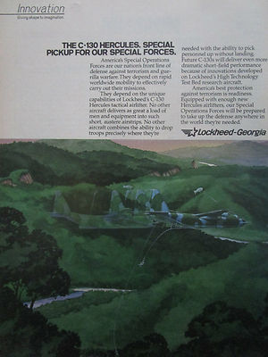 7/1987 PUB LOCKHEED C-130 HERCULES SPECIAL OPERATIONS FORCES SEALS ORIGINAL ANZEIGE
