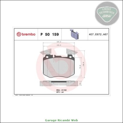 P 50 051 BREMBO Juego de pastillas de freno con contacto avisador de