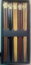 Natural Wood Boxed chopsticks HAIR STICKS 5 Pair 9"
