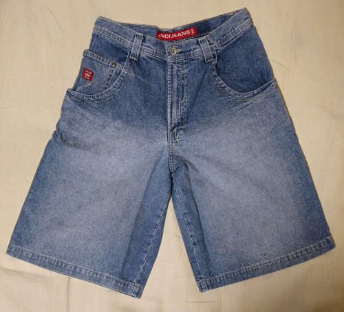 Original JNCO Sz L Vintage USA BAGGY Hip Hop Jeans Short Drache bestickt Y2K - Bild 2 von 12
