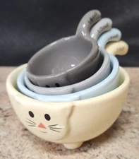 CAT KITTEN STACKABLE CERAMIC MEASURING CUPS ~ SET OF 4