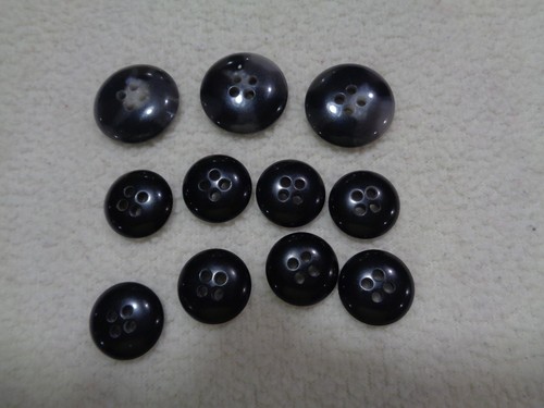 Vintage Lot of 25 1930s Plastic Black & Gray Buttons Variety of Types - Picture 7 of 7